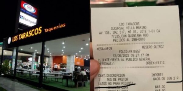 Mesero de taquería en Cancún insulta a comensales; los llama ‘piojos’ en el ticket