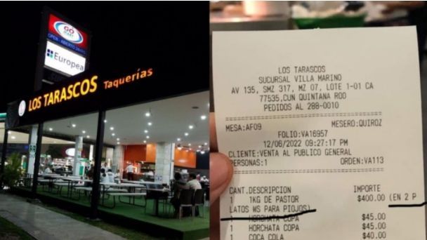 Mesero de taquería en Cancún insulta a comensales; los llama ‘piojos’ en el ticket